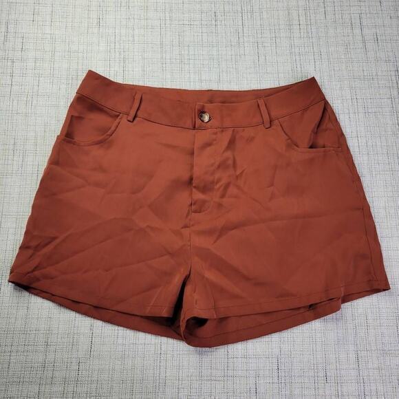 NWT Cider High Rise Casual Burnt Orange Shorts‎ Size Extra Large - Picture 1 of 5